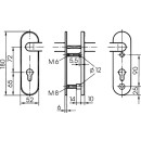 Zi Ikon Stahl-Schutzbeschlag S323  mit PZ-Lochung - Drücker/Drücker - Kurzschild für Wohnungstüren F2 Neusilber TS=50 (43-50)