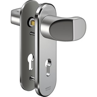 Zi Ikon Stahl-Schutzbeschlag S328  mit PZ-Lochung - Winkelknauf/Drücker - Kurzschild für Wohnungstüren