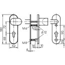 Zi Ikon Stahl-Schutzbeschlag S328  mit PZ-Lochung - Winkelknauf/Drücker - Kurzschild für Wohnungstüren F2 Neusilber TS=40 (41-43)