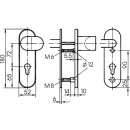 Zi Ikon Stahl-Schutzbeschlag S328  mit PZ-Lochung - Winkelknauf/Drücker - Kurzschild für Wohnungstüren F2 Neusilber TS=45 (36-45)