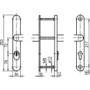 Zi Ikon Stahl-Schutzbeschlag S633 - Drücker/Drücker, Langschild für Rohrrahmentüren F1 Silber TS=80 (73-80)