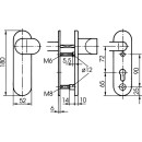 Zi Ikon Stahl-Schutzbeschlag SB28 Winkelknauf/Drücker - Kurzschild - Außenschild blind F1 Silber TS=40 (41-43)