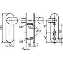 Zi Ikon Stahl-Schutzbeschlag SB28 Winkelknauf/Drücker - Kurzschild - Außenschild blind F1 Silber TS=100 (93-104)