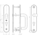 Zi Ikon Stahl-Schutzbeschlag SX03 mit PZ-Lochung - Drücker/Drücker - Langschild für Wohnungstüren F1 Silber TS=55 (48-54)