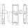 Zi Ikon Stahl-Schutzbeschlag SX48 mit PZ-Lochung - Winkelknauf/Drücker - Langschild für Rohrrahmentüren F1 Silber TS=45 (36-45)