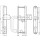 Zi Ikon Stahl-Schutzbeschlag SX48 mit PZ-Lochung - Winkelknauf/Drücker - Langschild für Rohrrahmentüren F1 Silber TS=50 (43-50)