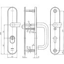 Zi Ikon Stahl-Schutzbeschlag SXL3 mit Zylinderabdeckung Drücker/Drücker - Langschild für Wohnungstüren F2 Neusilber TS=P40-XAM21-XIM18