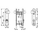Zi Ikon Stahl-Schutzbeschlag S6B3,VAR=FS Drücker/Drücker Kurzschild für Rohrrahmentüren F1 Silber TS=50 (34-55)