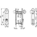 Zi Ikon Stahl-Schutzbeschlag S6B6,VAR=FS Rundknauf/Drücker Kurzschild für Rohrrahmentüren F1 Silber TS=50 (34-55)