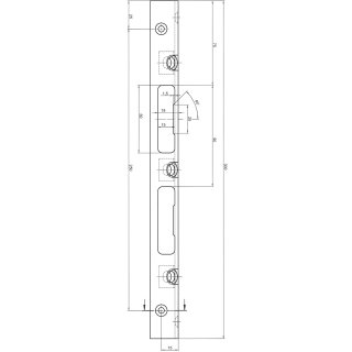 Zi Ikon Winkel-Sicherheitsschließblech für überfälzte Türen 9M48, mit drei Ankern - Winkelkante kantig