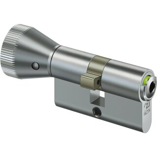 Zi Ikon 1534 Profil-Knaufzylinder mit Anzeigeeinrichtung rot/grün und Notöffnung mit Innensechskantschlüssel SW5 MP - messing poliert 40 mm 50 mm