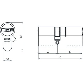 Zi Ikon Profil-Doppelzylinder - Wendeschlüsselprofil 2RWS, System R10