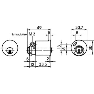 Zi Ikon Spezialzylinder für Schlüsseltresorrohr 8074 Flachprofil Vector FP04 System SK6