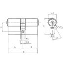 ZI Ikon Doppelzylinder P031 - System P0, Radienprofil N6 Verschiedenschließend-MV - matt vernickelt-außen 27 mm-innen 32 mm