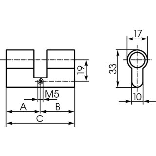 Zi Ikon 1531 Blindzylinder Profil-Doppelzylinder MP - messing poliert 30 mm 40 mm