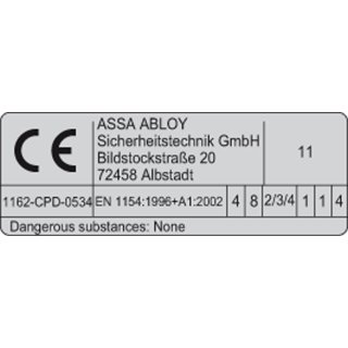 ASSA ABLOY Türschließer DC140 DC140------EV1- SILBER L 141 Feststellgestänge