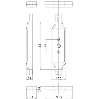 9M07, Zi Ikon Fensterstangenverschluss FSV ANKERPL O. GRIFF Braun BN (RAL 8019) AMB= 1500 mm