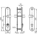 Zi Ikon Stahl-Schutzbeschlag S413 Drücker/Drücker mit Zylinderabdeckung F2 Neusilber TS=50 (43-50)