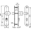 Zi Ikon Stahl-Schutzbeschlag S408 Winkelknauf/Drücker mit Zylinderabdeckung F2 Neusilber TS=45 (36-45)