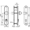 Zi Ikon Stahl-Schutzbeschlag S416 Runknauf/Drücker mit Zylinderabdeckung F2 Neusilber TS=45 (36-45)