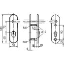 Zi Ikon Stahl-Schutzbeschlag S423 Drücker/Drücker, Kurzschild für Wohnungstüren F2 Neusilber TS=60 (53-60)