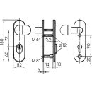 Zi Ikon Stahl-Schutzbeschlag S428 Winkelknauf/Drücker, Kurzschild für Wohnungstüren F2 Neusilber TS=80 (73-80)