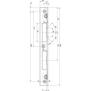 Zi Ikon Winkel-Sicherheitsschließblech 9M46  für überfälzte Türen mit zwei Ankern OF=WEISS